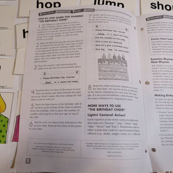 Birthday POCKET CHART complete set LAMINATED Scholastic - Picture 11 of 13